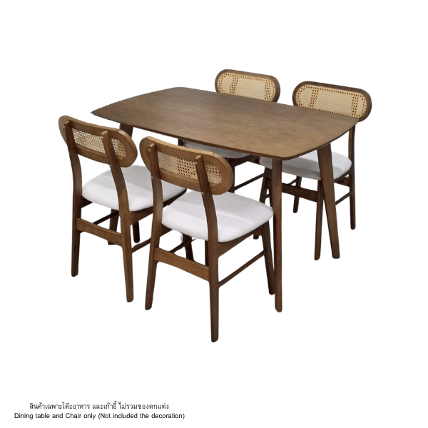 ชุดโต๊ะอาหาร 4 ที่นั่ง WISDOM DESIGN FURNITURE รุ่น MAKI 120 ซม. สีวอลนัท